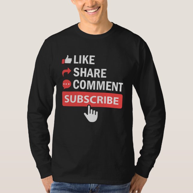 Like Share Subscribe Comment Video Livestream Blog T Shirt (Framsida)