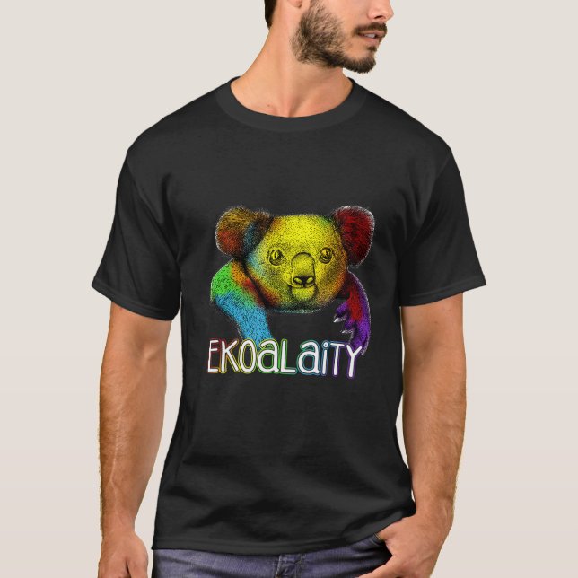 Likhet Ekoality Cute Koala Rainbow Lgbt Pride F T Shirt (Framsida)