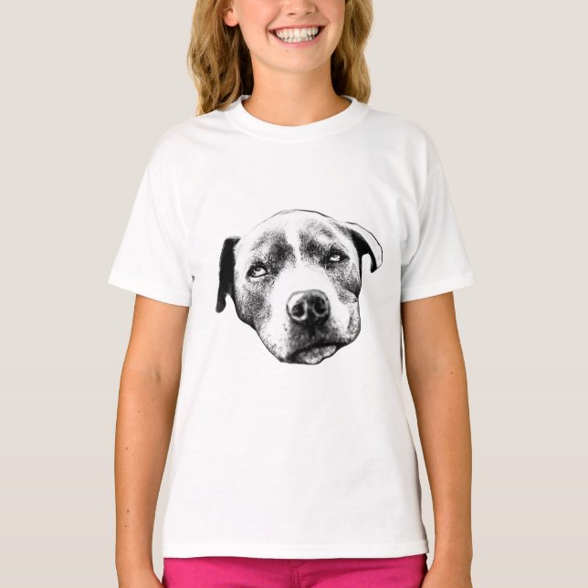 Liklik Pit Bull Porträtt T-shirt (Framsida)