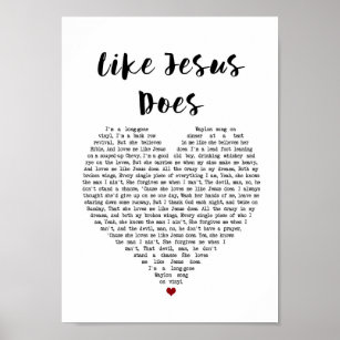 Liksom Jesus Heart Sång Lyric Wall Art Print Poster