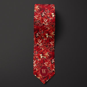 Liksom röda och krämfärgade blomster slips