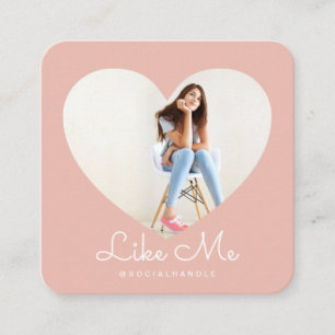 Liksom Rosa Photo Heart Ram Girly Social Media Fyrkantigt Visitkort