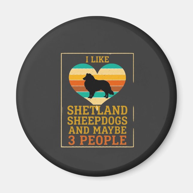 Liksom Shetlandska Sheppar Kanske Folk Hund Hjarta Magnet (Framsidan)