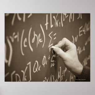 Likställande för manprintingmath på en svart ta poster
