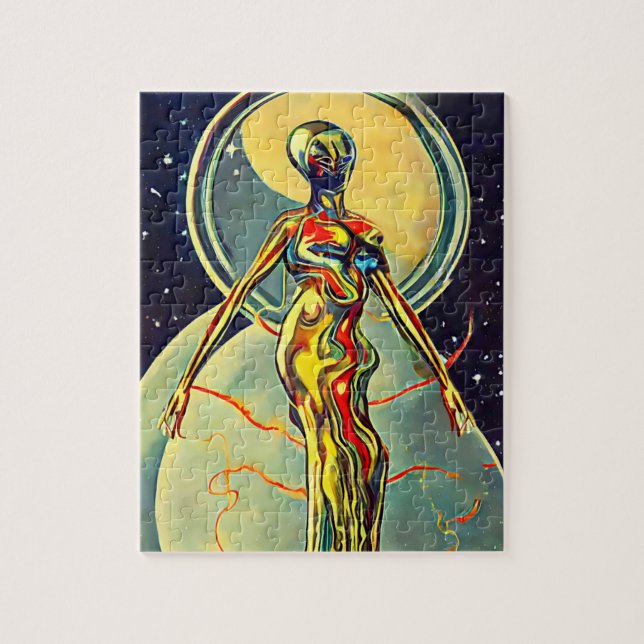 Likvida Metall Alien Abstrakt Sci Fi art Pussel (Vertikal)