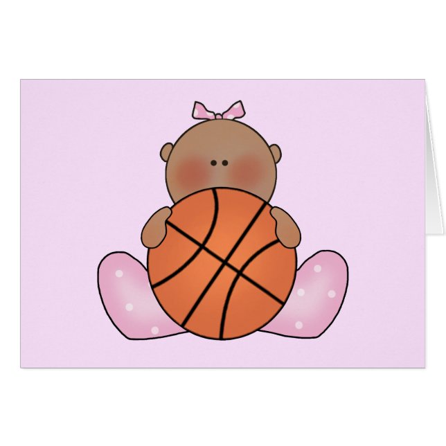 Lil Basketball Flicka - Etniskt blankkort OBS Kort (Framsidan Horizontal)