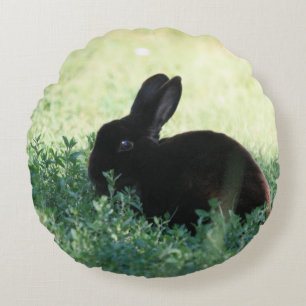 Lil Black Bunny  Rund Kudde