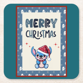 Lil Blue Cutie säger "God jul" Underlägg Papper Kvadrat