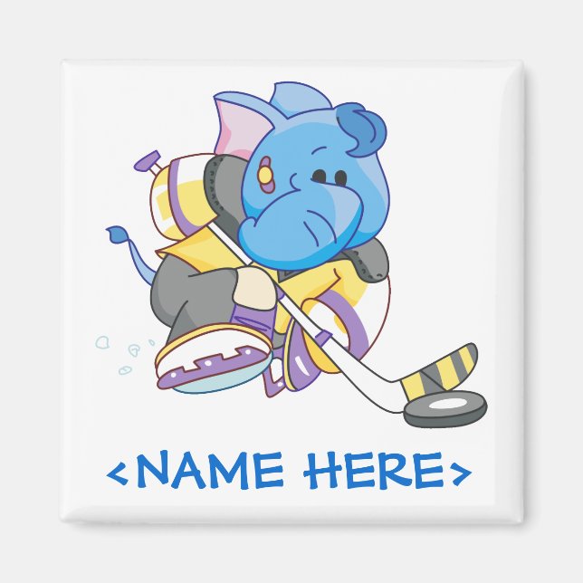 Lil Blue Elephant Hockey Magnet (Framsidan)