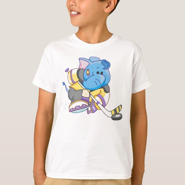 Lil Blue Elephant Hockey Tee Shirt (Framsida)