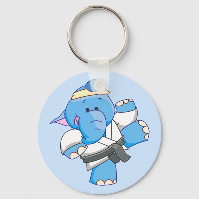 Lil Blue Elephant Karate Nyckelring (Framsida)
