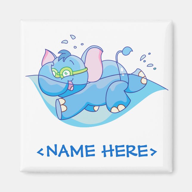 Lil Blue Elephant Swimming Magnet (Framsidan)