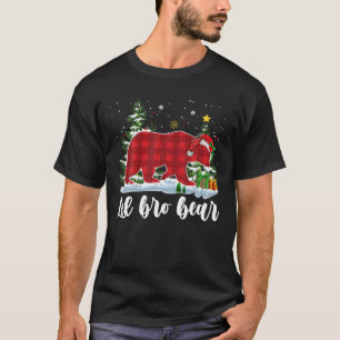 LIL BRO BEAR Kids Red Plade jul Pajama Broth T Shirt