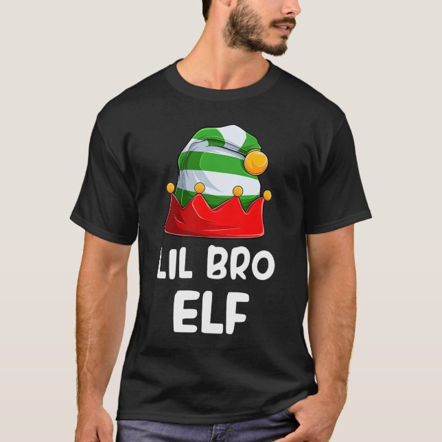 Lil Bro Elf jul Brother Julafton Elf Costume Fa T Shirt (Framsida)