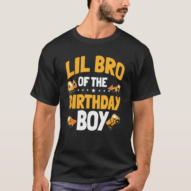 Lil Bro of the Birthday Boy Construction Worker Bd T Shirt (Framsida)