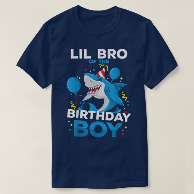 LIL BRO of The Birthday Boy Shark Ocean Matching F T Shirt (Design framsida)