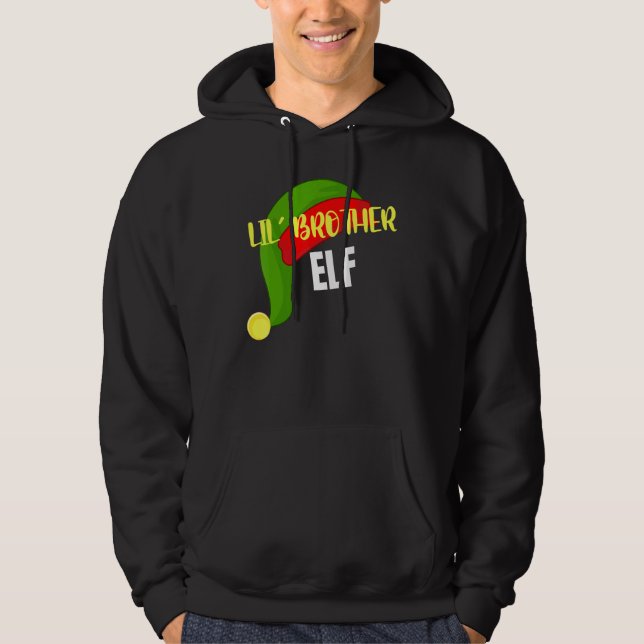 Lil Brother Elf Matching Family Group, jul Pa Hoodie (Framsida)