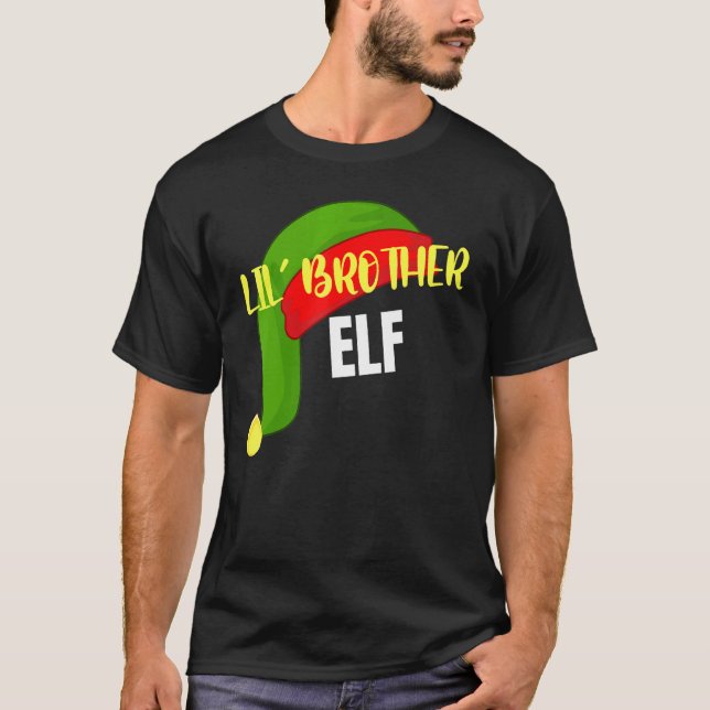 Lil Brother Elf Matching Family Group, jul Pa T Shirt (Framsida)