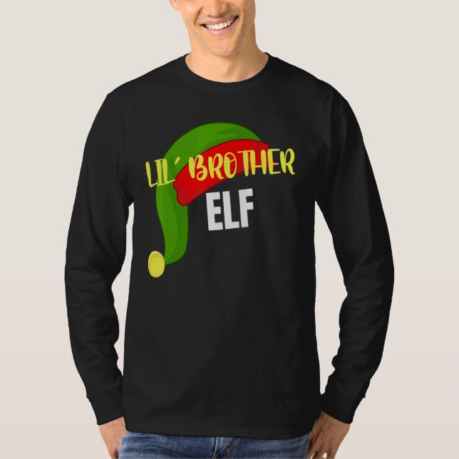 Lil Brother Elf Matching Family Group, jul Pa T Shirt (Framsida)