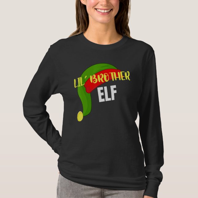 Lil Brother Elf Matching Family Group, jul Pa T Shirt (Framsida)