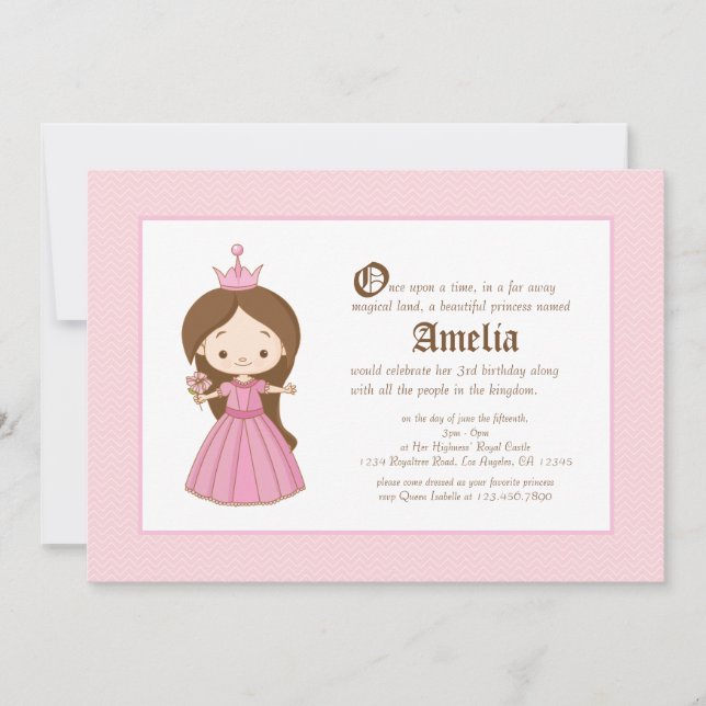 Li'l Brunette Princess Royal Birthday Investigatio Inbjudningar (Framsida)