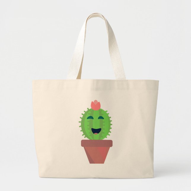 Lil Cactus Cute Tecknad Succult Design Jumbo Tygkasse (Framsidan)