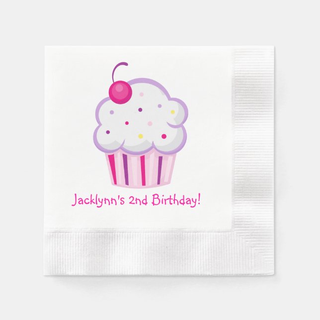 Lil Cupkaka Girl Birthday Napkins Pappersservett (Framsidan)