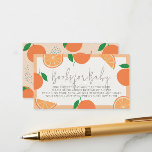 Lil Cutie Modern Orange Baby Shower Bok-begäran Tilläggskort