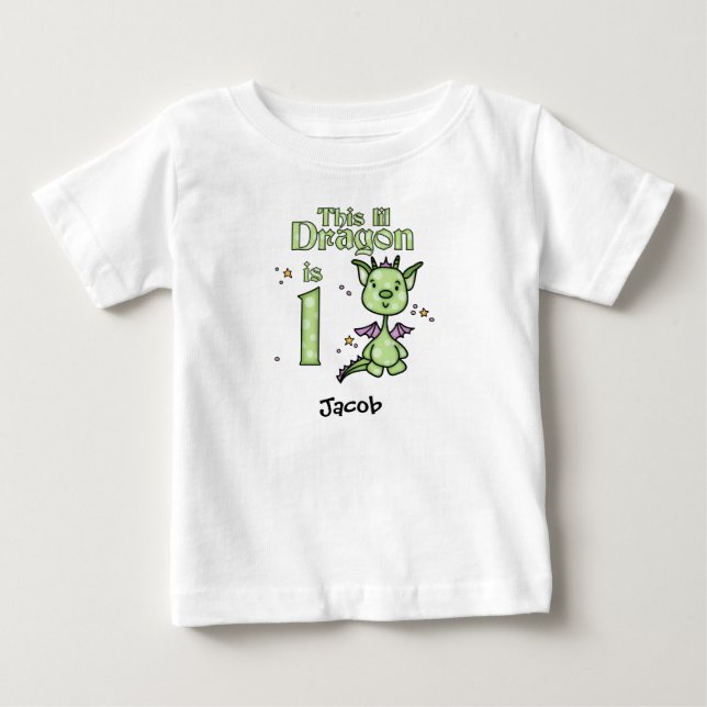 Lil Dragon 1:a födelsedagen Baby T-Shirt (Framsida)