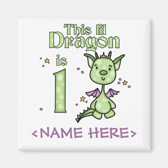 Lil Dragon 1:a födelsedagen Magnet (Framsidan)