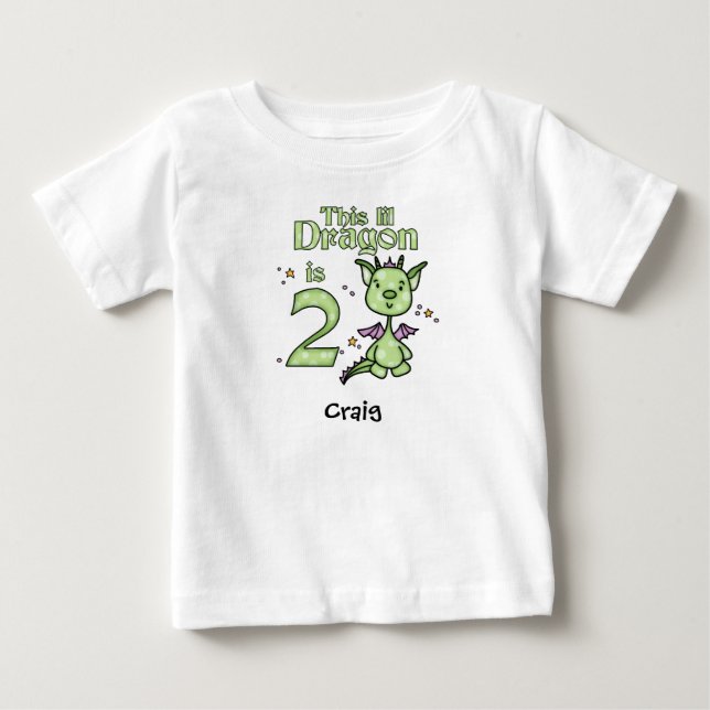Lil Dragon 2:a födelsedagen Baby T-Shirt (Framsida)