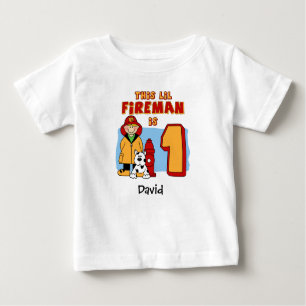 Lil Fireman 1:a födelsedagen Baby T-Shirt