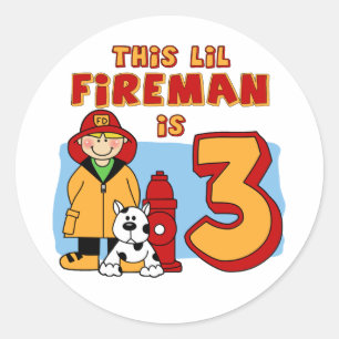 Lil Fireman 3:e födelsedagen Runt Klistermärke