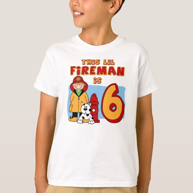Lil Fireman 6e födelsedag T-shirt (Framsida)
