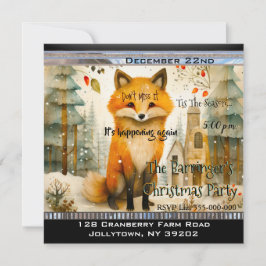Lil Fox Sitta i Snö jul Party Inbjudningar