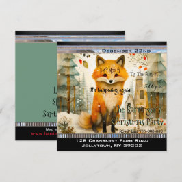 Lil Fox Sitta i Snö jul Party Inbjudningar