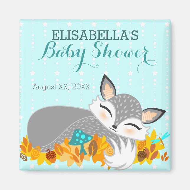 Lil Foxie Unge - Anpassningsbar Baby Shower Magnet (Framsidan)