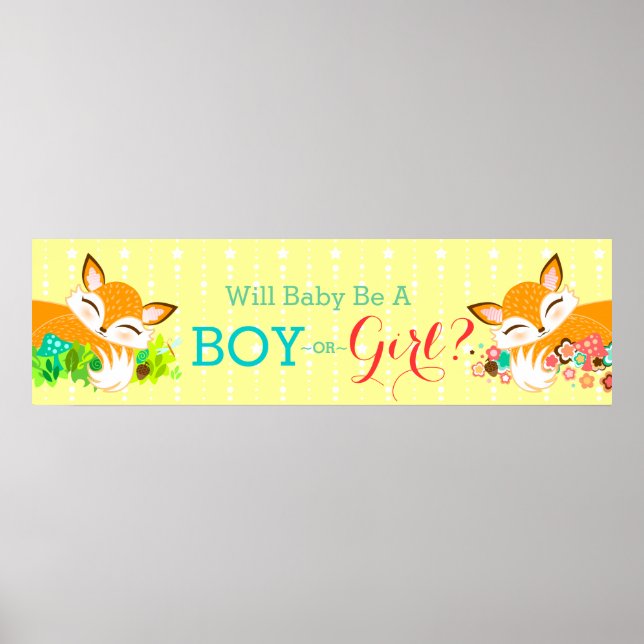 Lil Foxie Unge - Gender Reveal Baby Shower-bandero Poster (Framsidan)