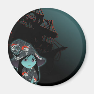 Lil häxa i piratdräkt magnet
