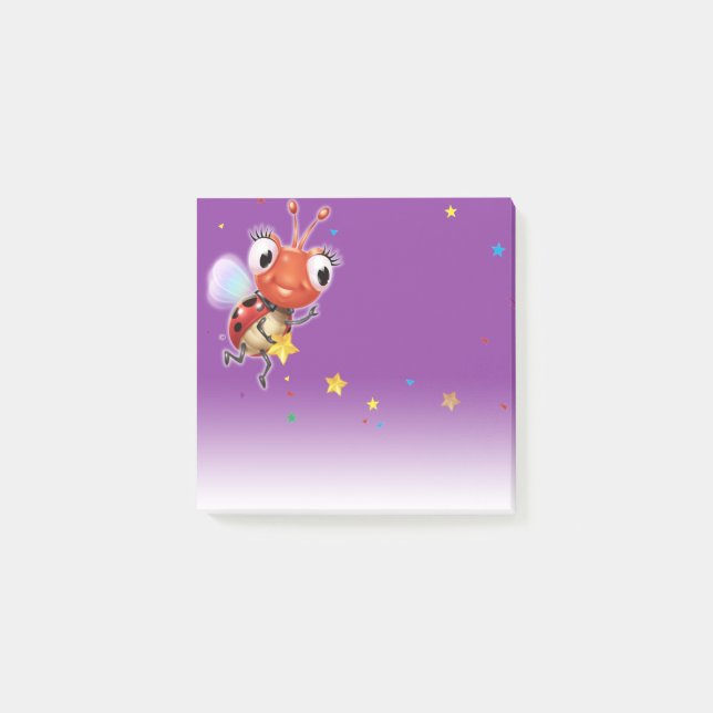 Lil Ladybug-lila tonar fyrkantigt postanteckningsb Post-it Block (Framsida)
