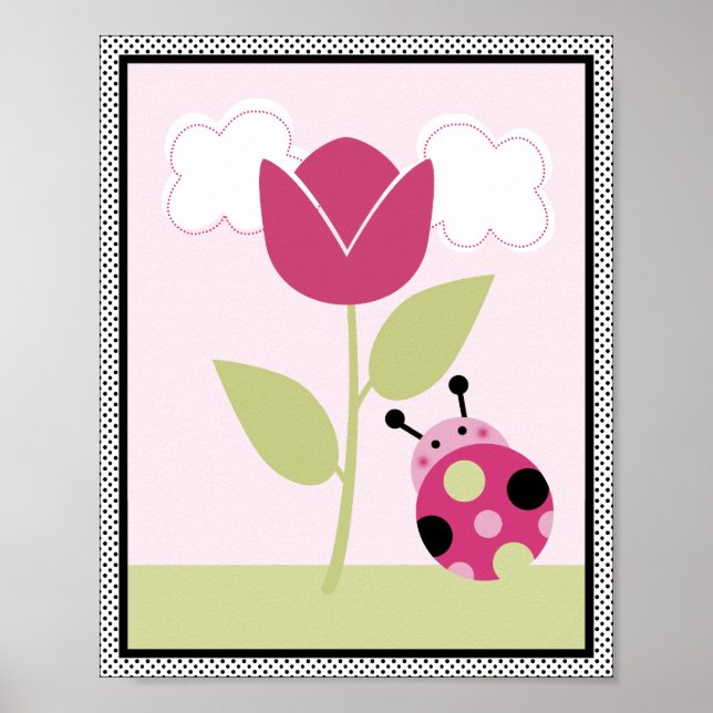 Lil Ladybug med Polka dots #1 Nursery Art Poster (Framsidan)