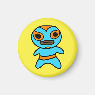 Li'l Lucha Libre brottaremagnet (Blått-Orangen) Magnet