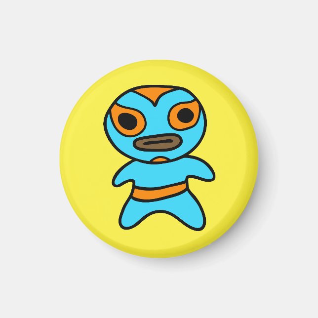 Li'l Lucha Libre Wrestler Magnet (blå Orange) (Framsidan)