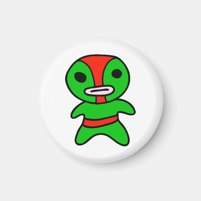 li'l Lucha Libre Wrestler Magnet (Grönt-Red) (Framsidan)