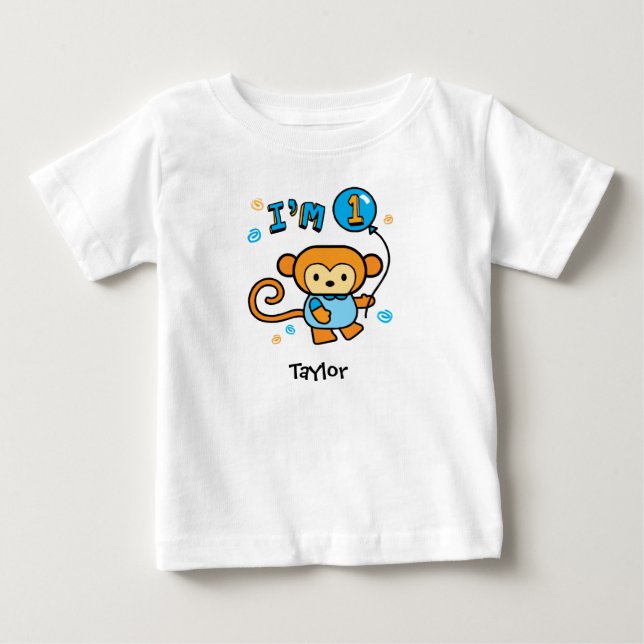 Lil Monkey 1:a födelsedagen Baby T-Shirt (Framsida)