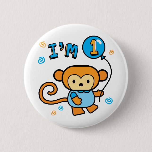 Lil Monkey 1:a födelsedagen Knapp (Framsida)