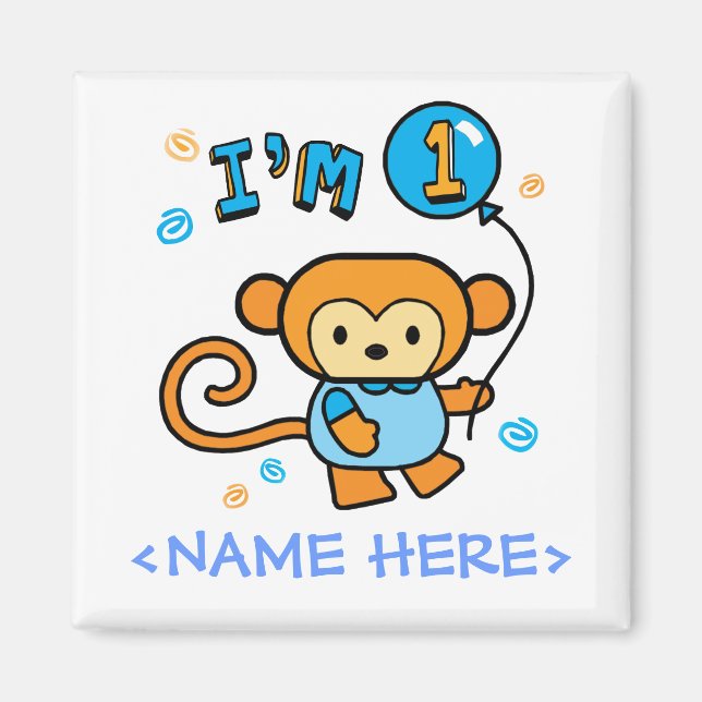 Lil Monkey 1:a födelsedagen Magnet (Framsidan)
