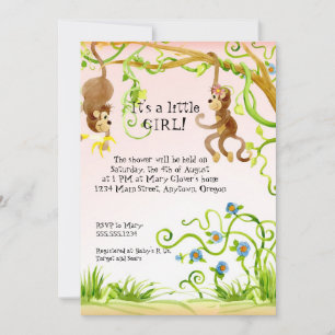 Lil Monkey, Baby Shower-inbjudan till flicka Inbjudningar