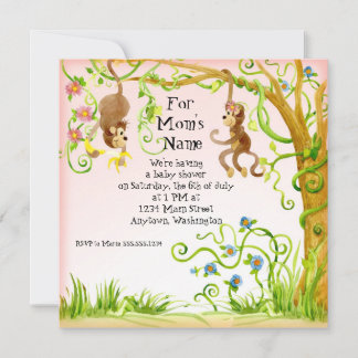 Lil Monkey, Baby Shower-inbjudan till flicka Inbjudningar