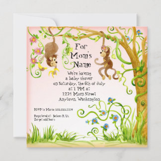 Lil Monkey, Baby Shower-inbjudan till flicka Inbjudningar